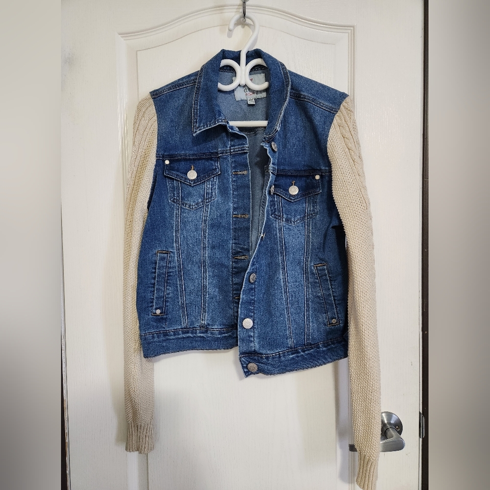 Guess Knit Sleeve Jean Jacket
